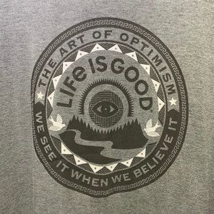 Life Is Good Gray Graphic Sweatshirt - Circle Nature Emblem